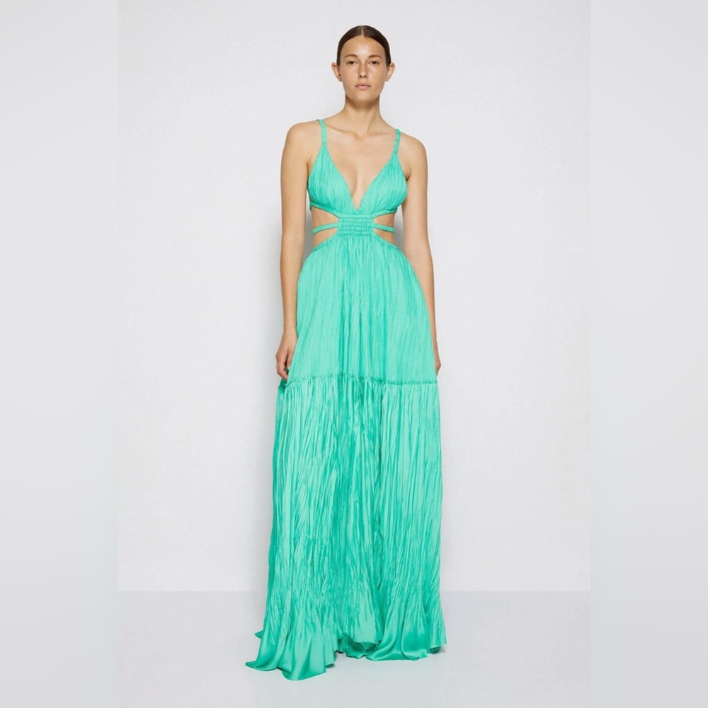 Jonathan Simkhai Liz Pleated Gown in Kiwi size 10